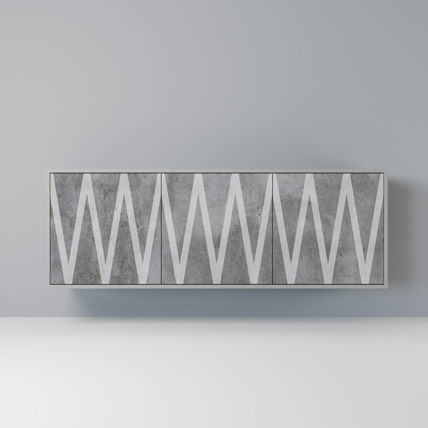 SOLID ZIG ZAG 3-dörrars skänk i grå finish