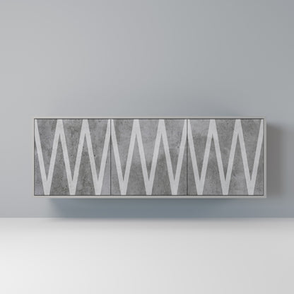 SOLID ZIG ZAG 3-dörrars skänk i grå finish