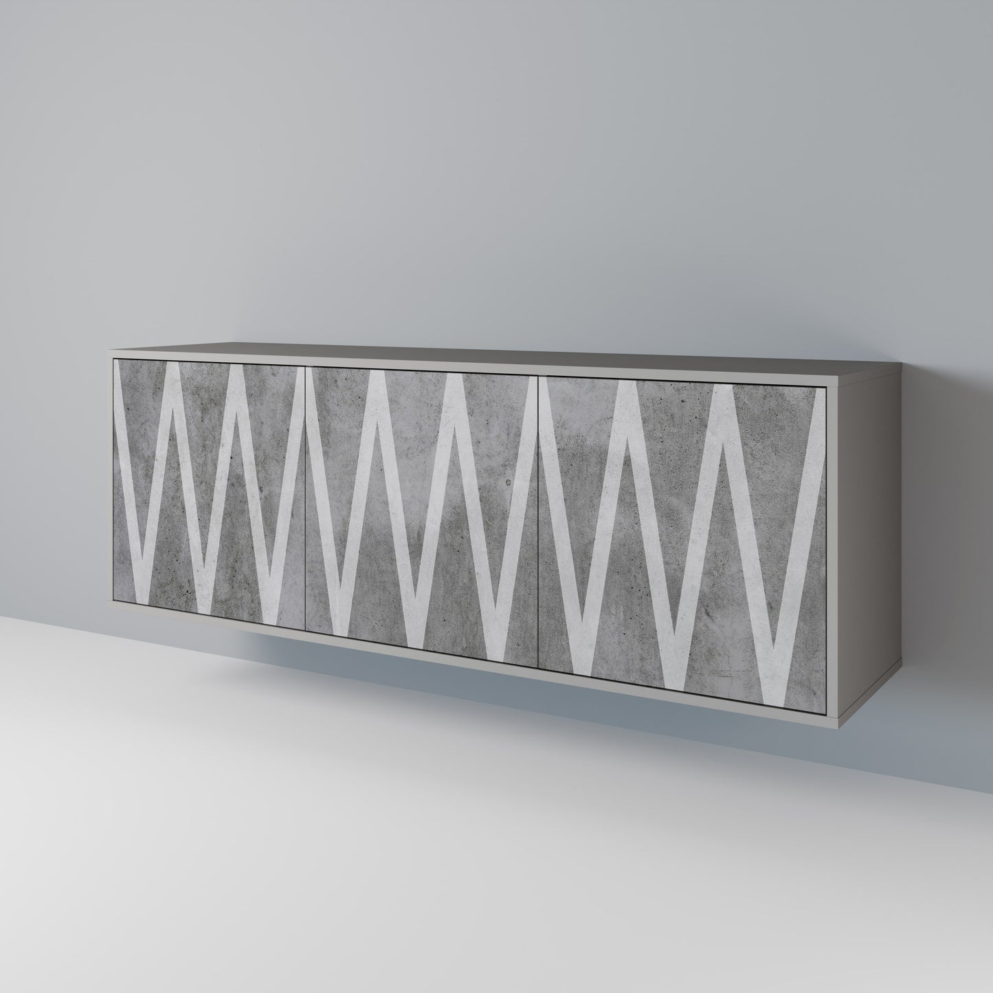 SOLID ZIG ZAG 3-dörrars skänk i grå finish
