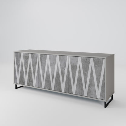 SOLID ZIG ZAG 3-dörrars skänk i grå finish