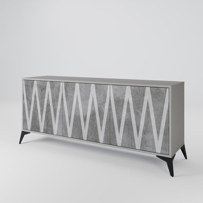 SOLID ZIG ZAG 3-dörrars skänk i grå finish