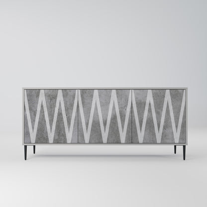 SOLID ZIG ZAG 3-dörrars skänk i grå finish