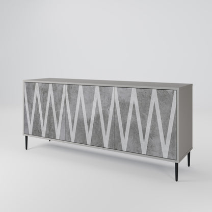 SOLID ZIG ZAG 3-dörrars skänk i grå finish