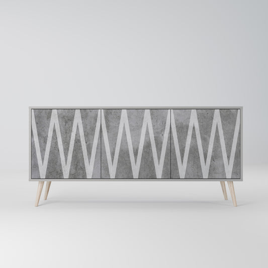 SOLID ZIG ZAG 3-dörrars skänk i grå finish