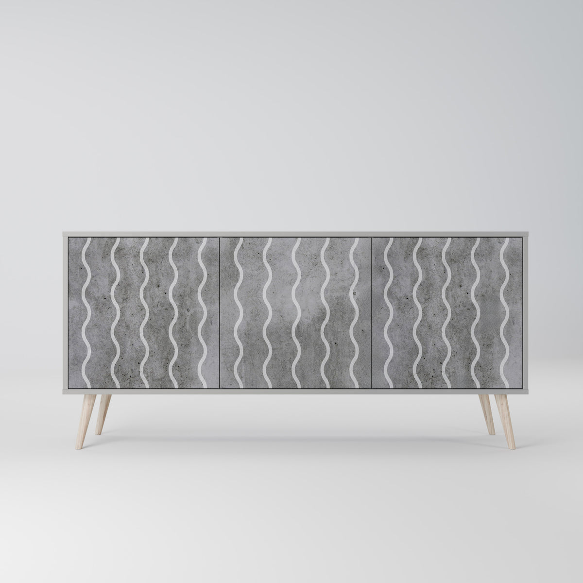 WAVES OF CONCRETE Skänk med tre dörrar