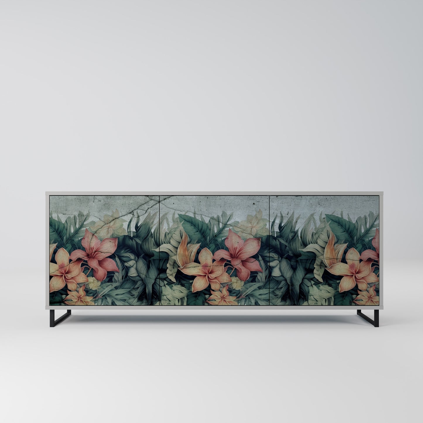HEAVENLY BLOOM 3-dörrars skänk i grå finish