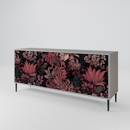 FLORAL WHISPER 3-dörrars skänk i grå finish