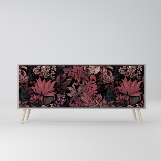 FLORAL WHISPER 3-dörrars skänk i grå finish