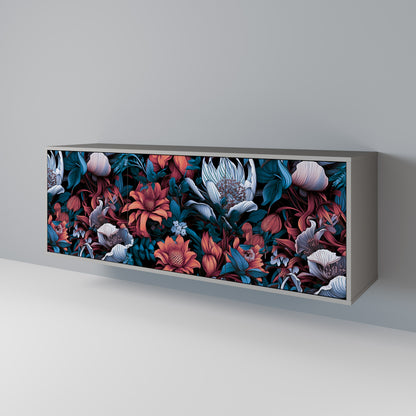 ETHEREAL BLOSSOMS 3-dörrars skänk i grå finish