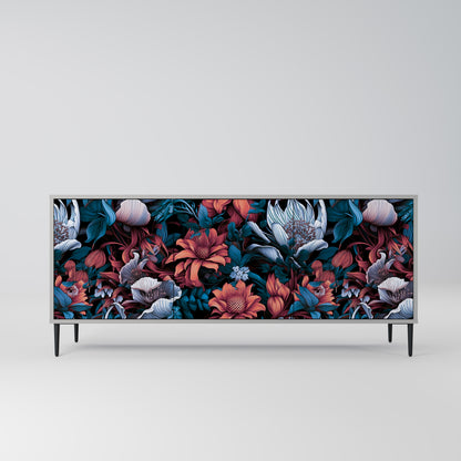 ETHEREAL BLOSSOMS 3-dörrars skänk i grå finish