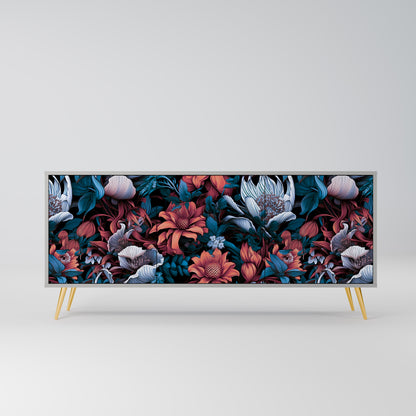 ETHEREAL BLOSSOMS 3-dörrars skänk i grå finish