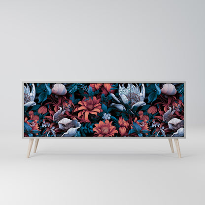 ETHEREAL BLOSSOMS 3-dörrars skänk i grå finish