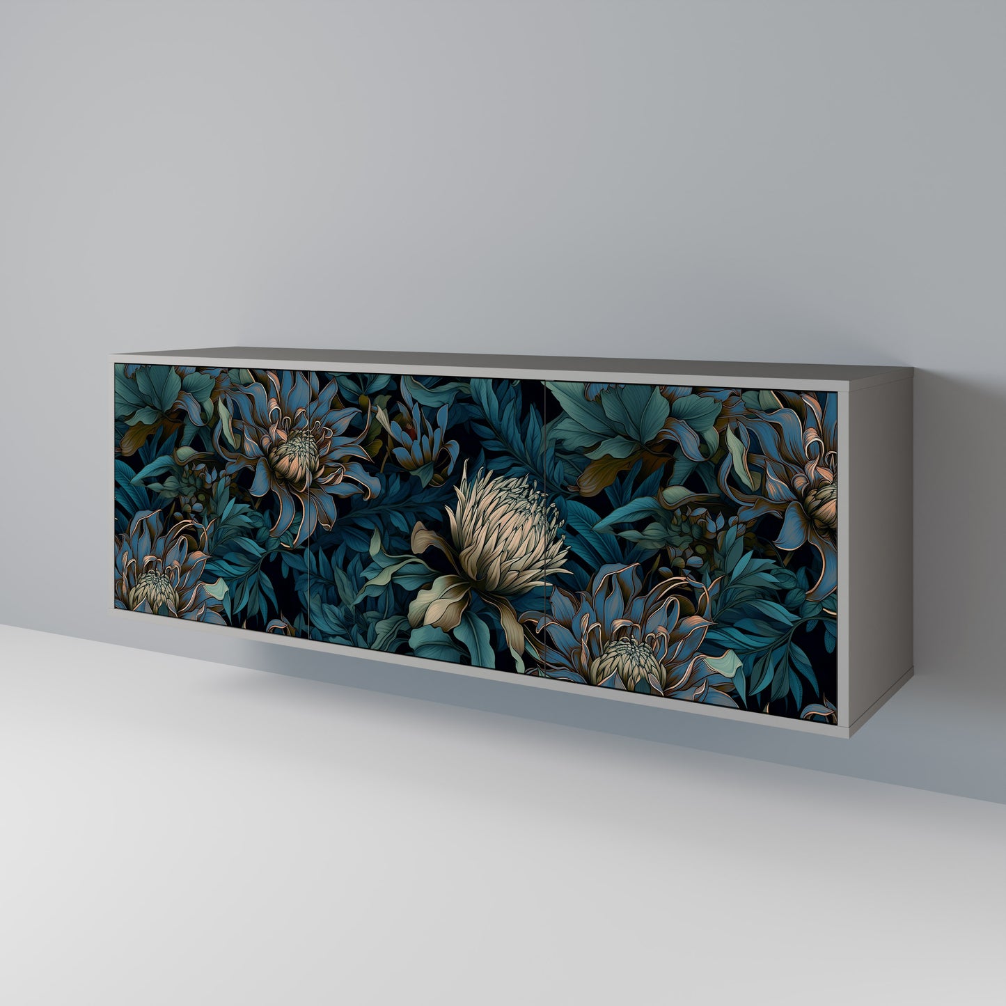 TWILIGHT BLOOM 3-dörrars skänk i grå finish
