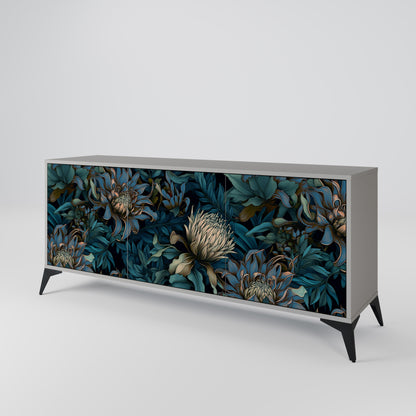 TWILIGHT BLOOM 3-dörrars skänk i grå finish