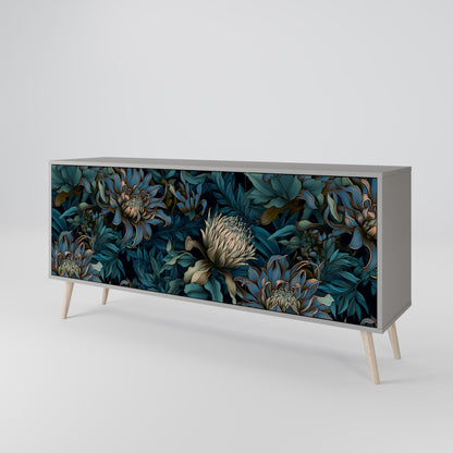 TWILIGHT BLOOM 3-dörrars skänk i grå finish
