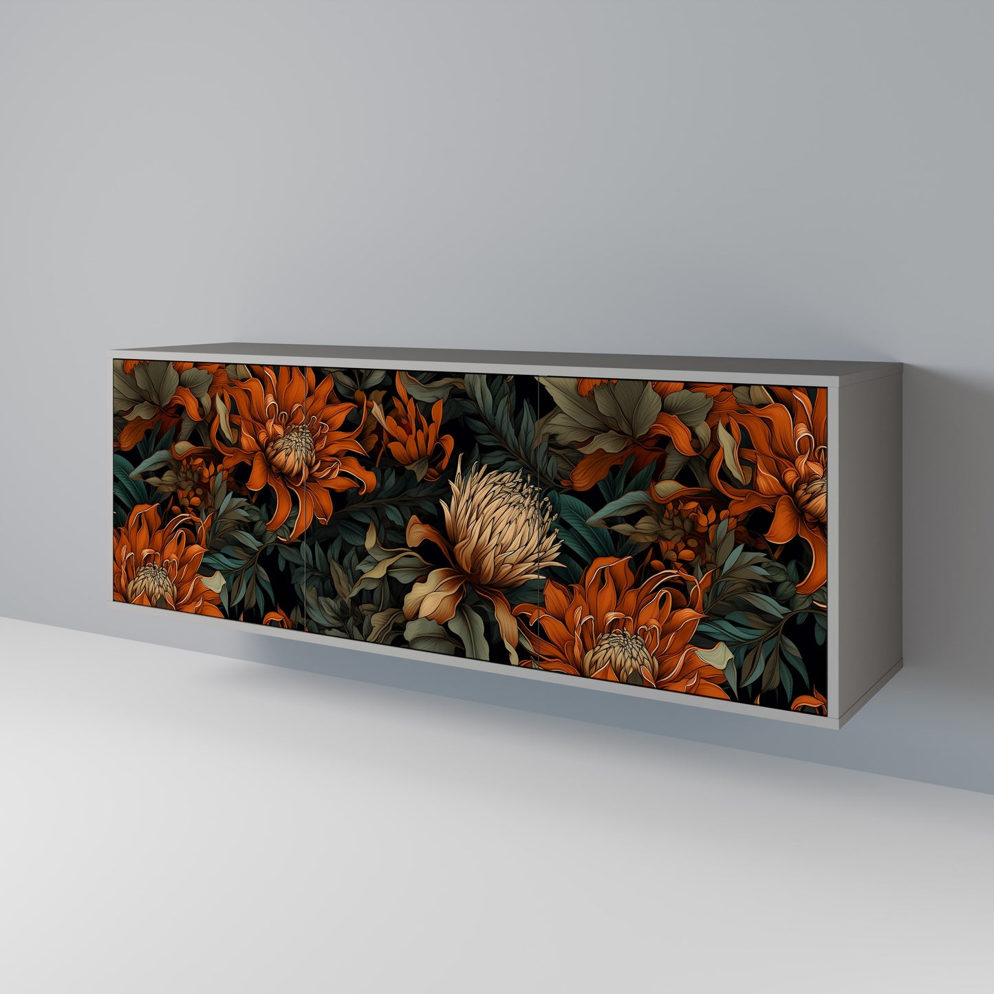 DAWN BLOOM 3-dörrars skänk i grå finish