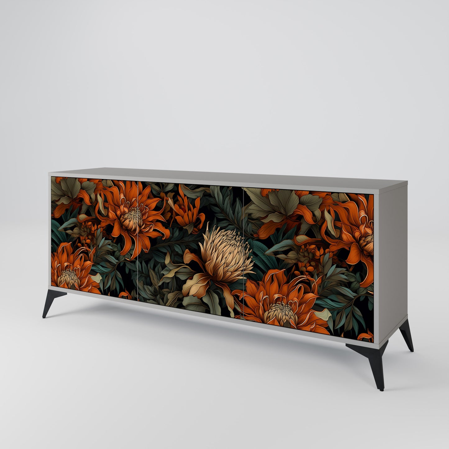 DAWN BLOOM 3-dörrars skänk i grå finish