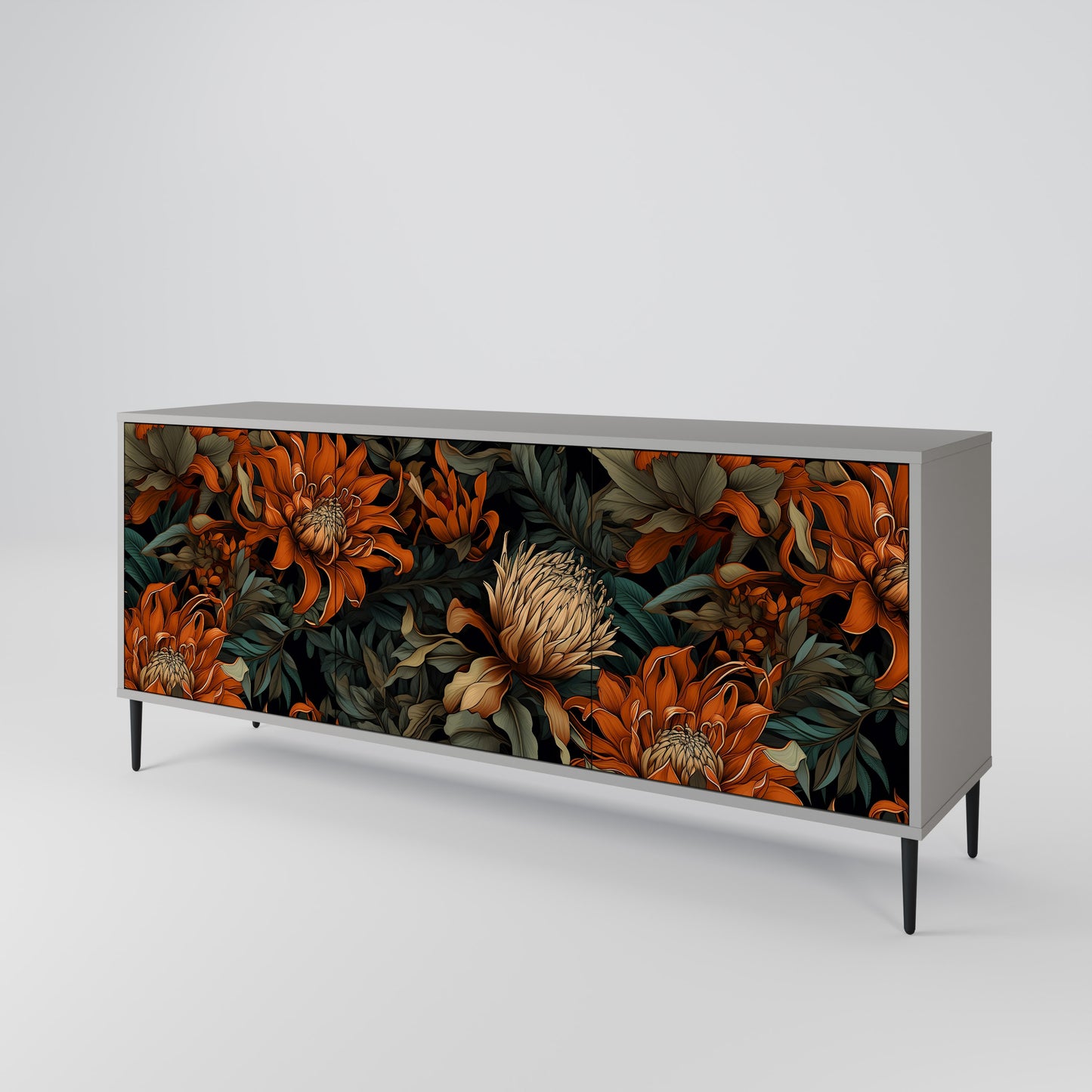 DAWN BLOOM 3-dörrars skänk i grå finish