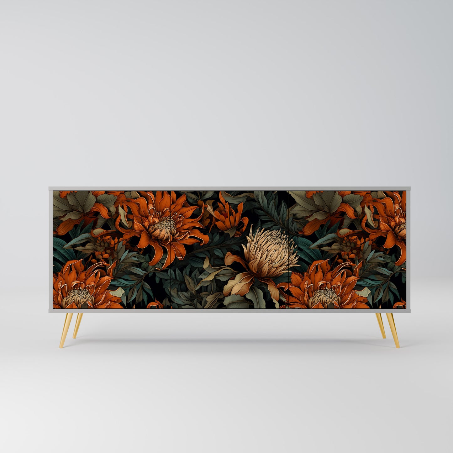 DAWN BLOOM 3-dörrars skänk i grå finish