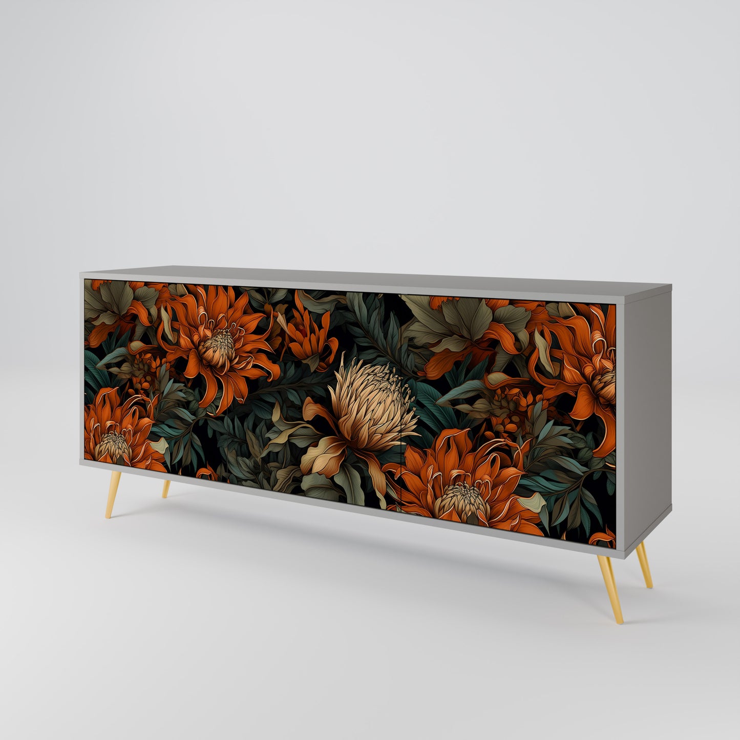 DAWN BLOOM 3-dörrars skänk i grå finish
