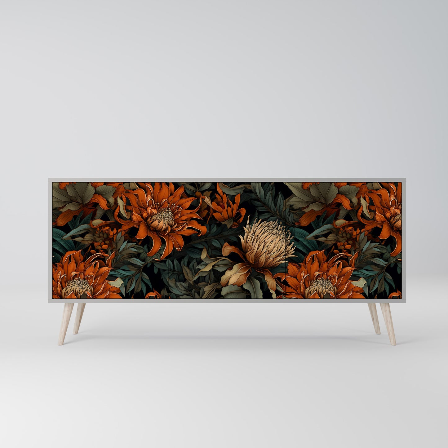 DAWN BLOOM 3-dörrars skänk i grå finish