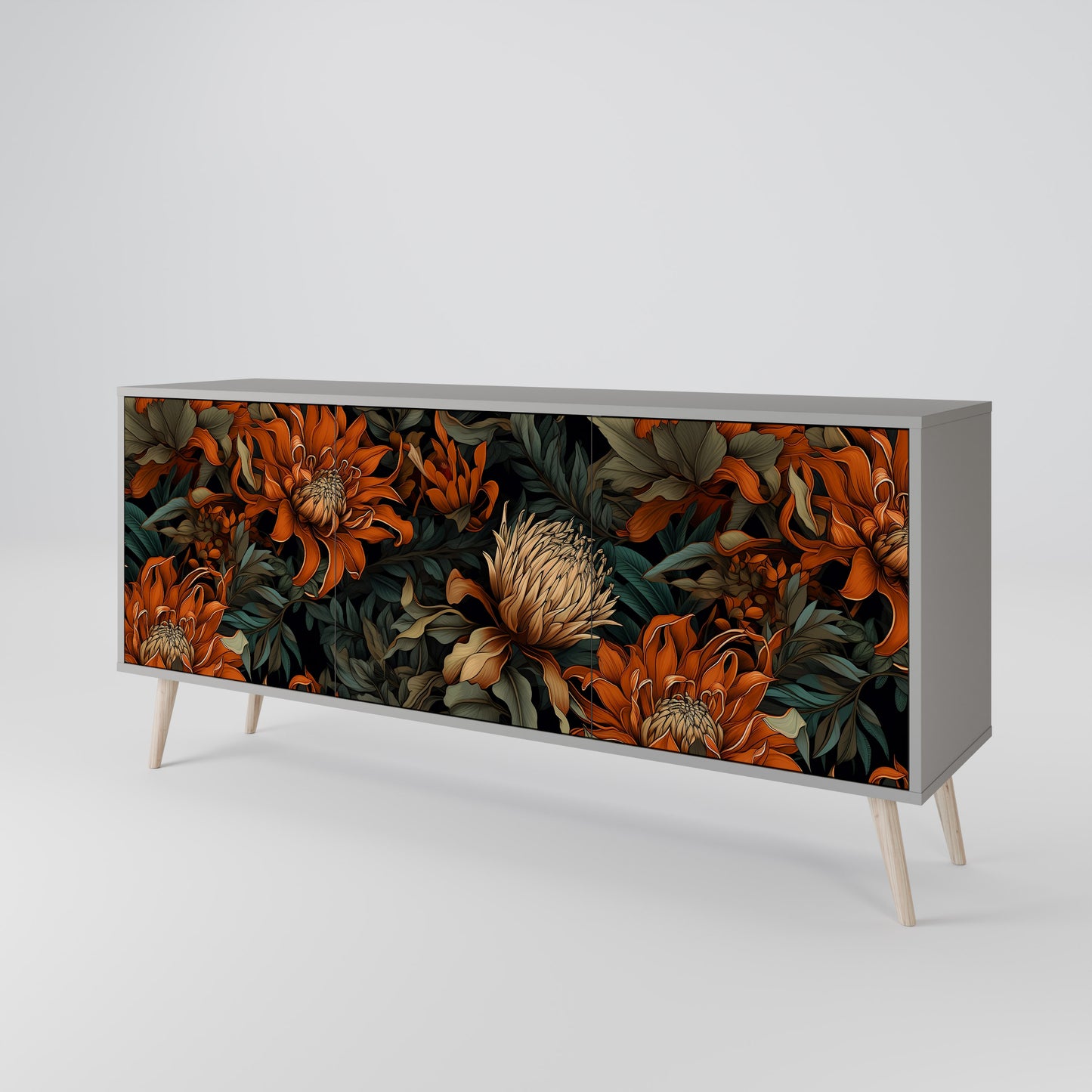 DAWN BLOOM 3-dörrars skänk i grå finish