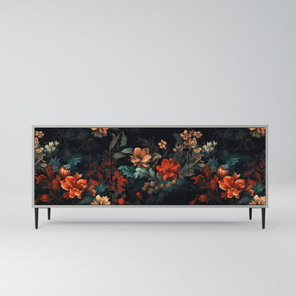IMAGINARY BLOSSOM 3-dörrars skänk i grå finish