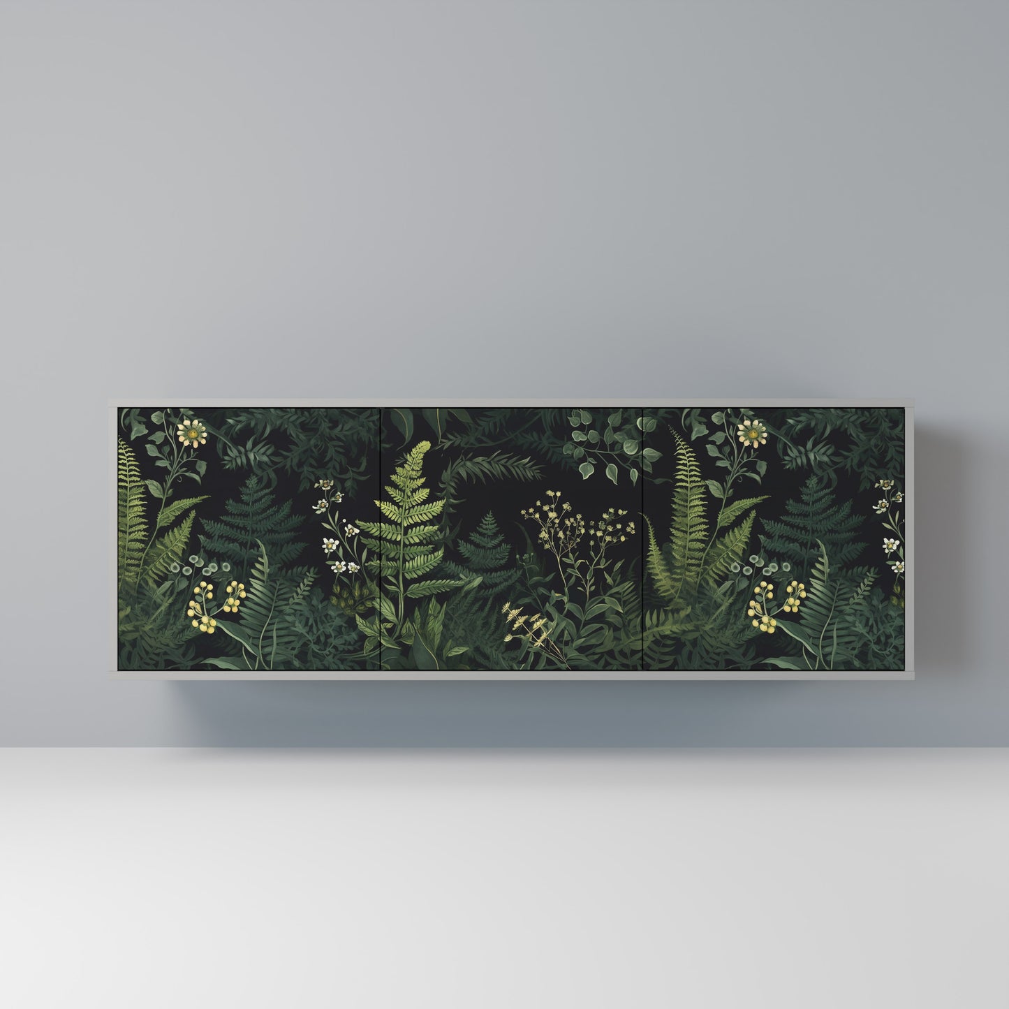 FERN FLOWERS 3-dörrars skänk i grå finish