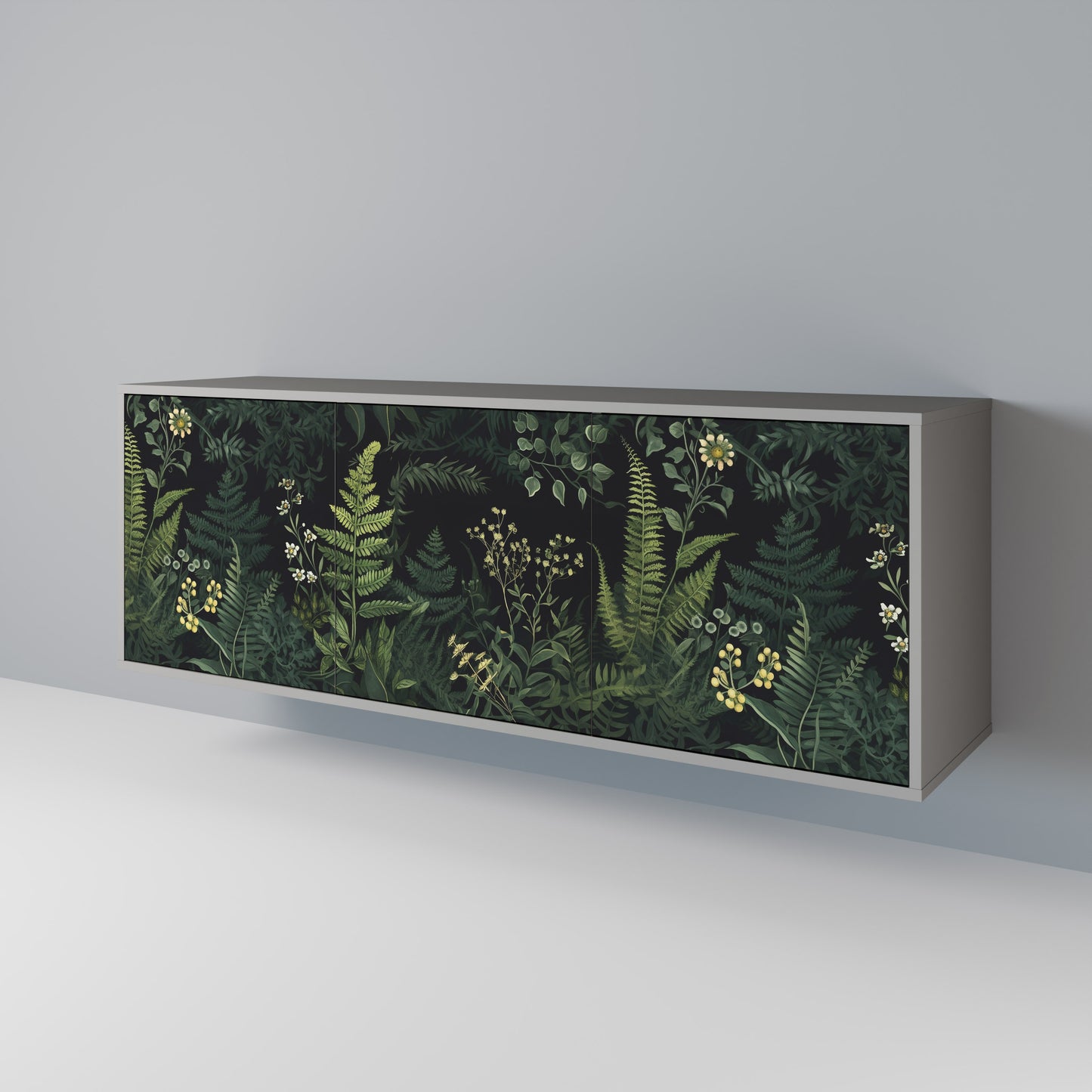 FERN FLOWERS 3-dörrars skänk i grå finish