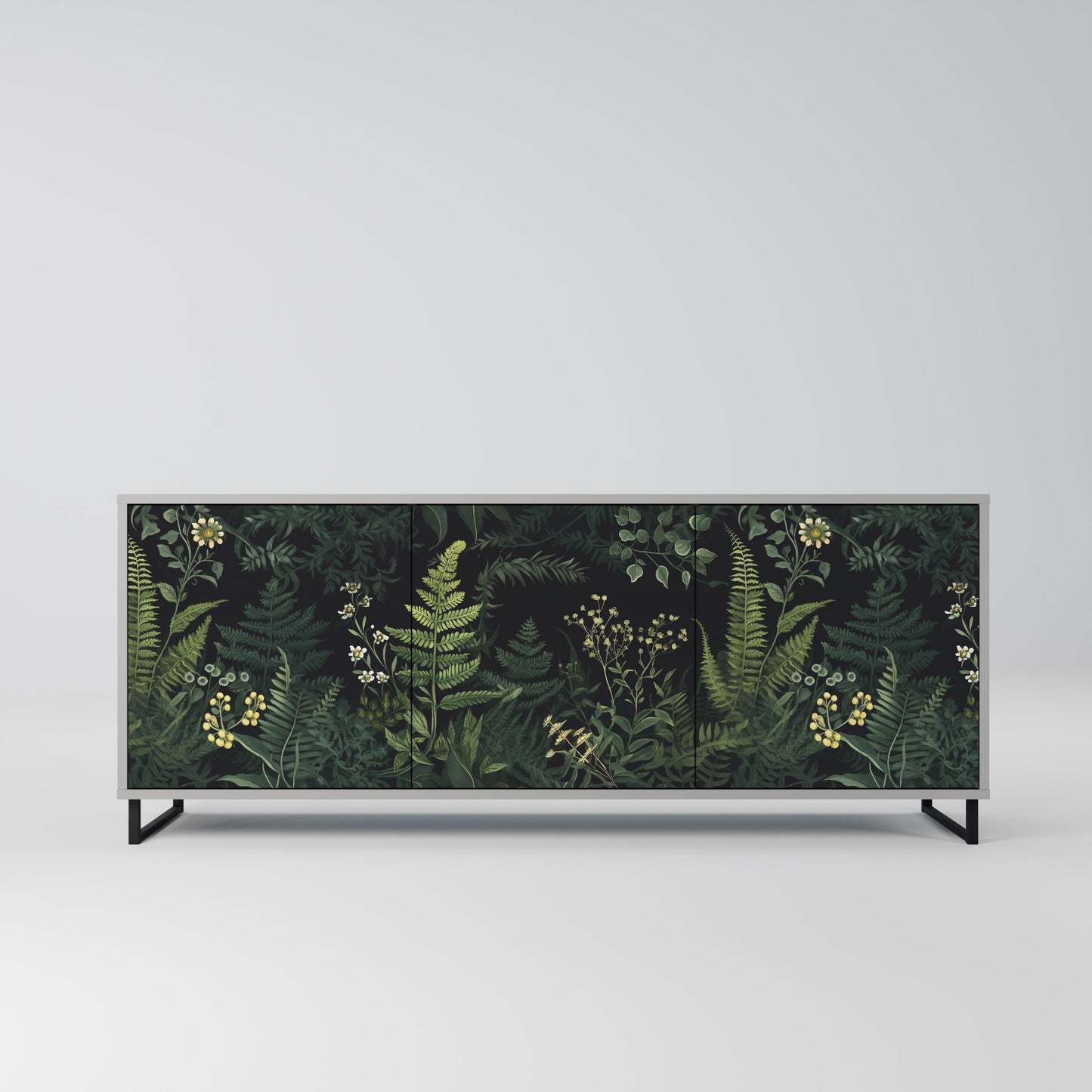 FERN FLOWERS 3-dörrars skänk i grå finish