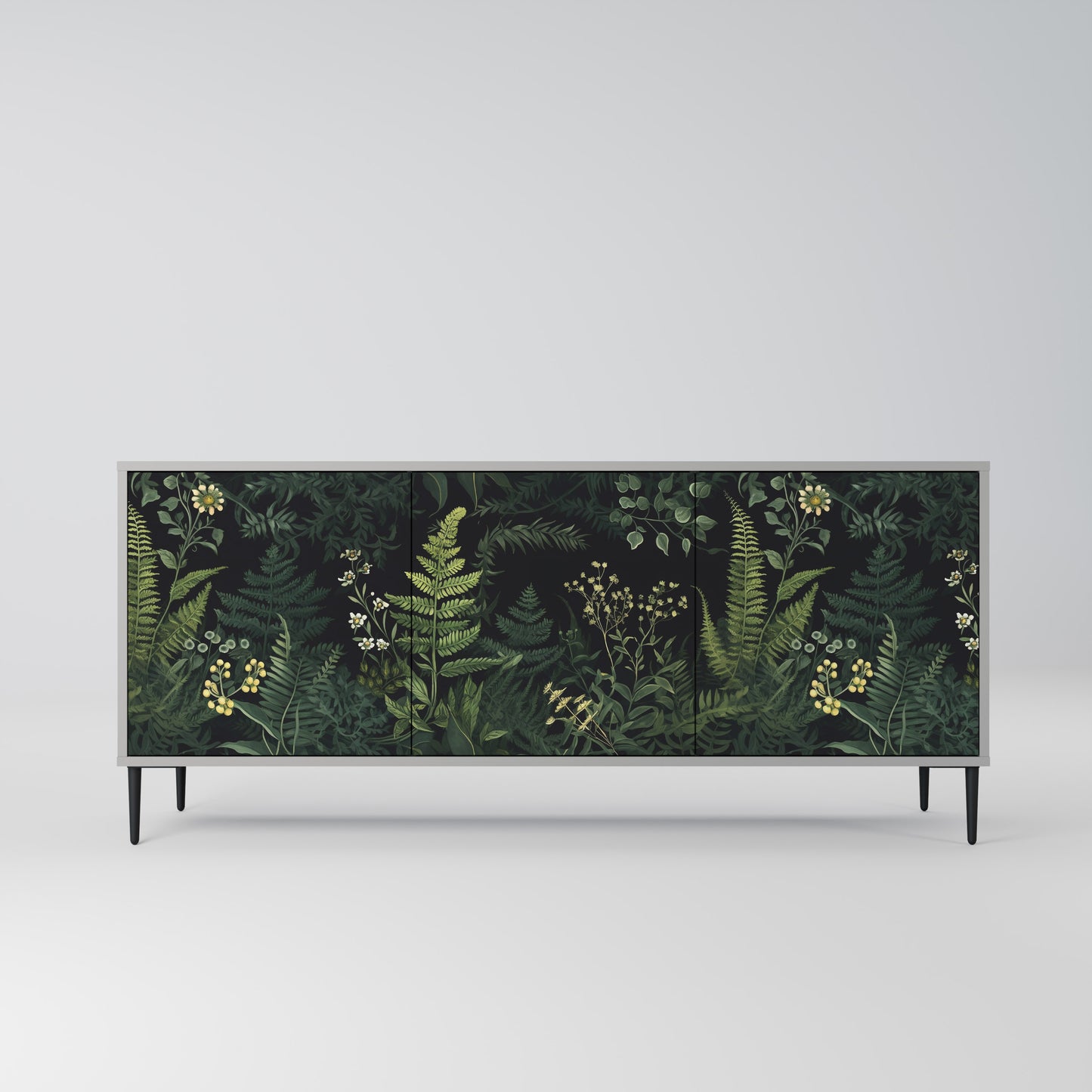 FERN FLOWERS 3-dörrars skänk i grå finish
