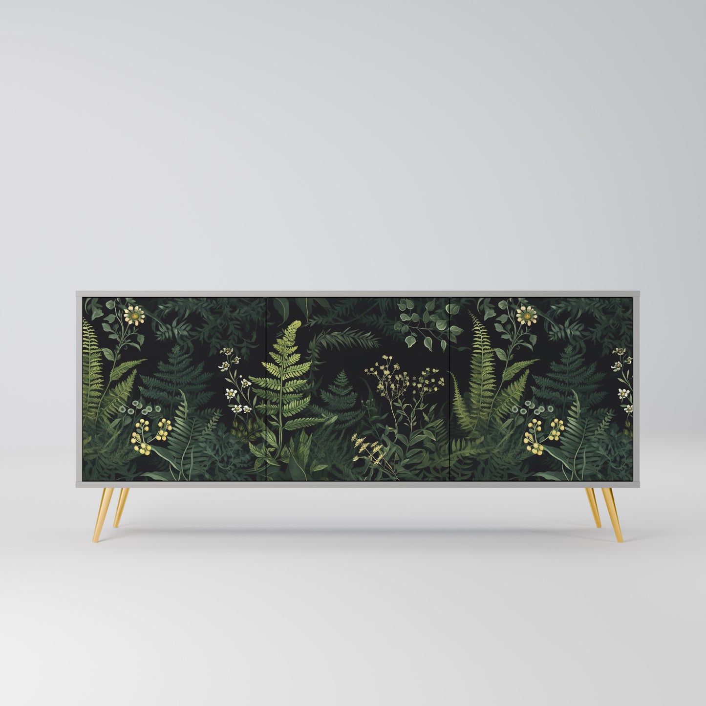FERN FLOWERS 3-dörrars skänk i grå finish