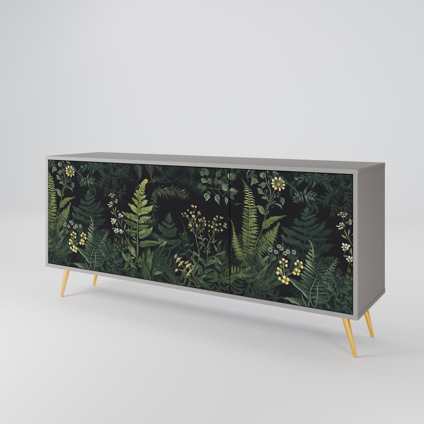 FERN FLOWERS 3-dörrars skänk i grå finish