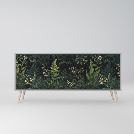 FERN FLOWERS 3-dörrars skänk i grå finish