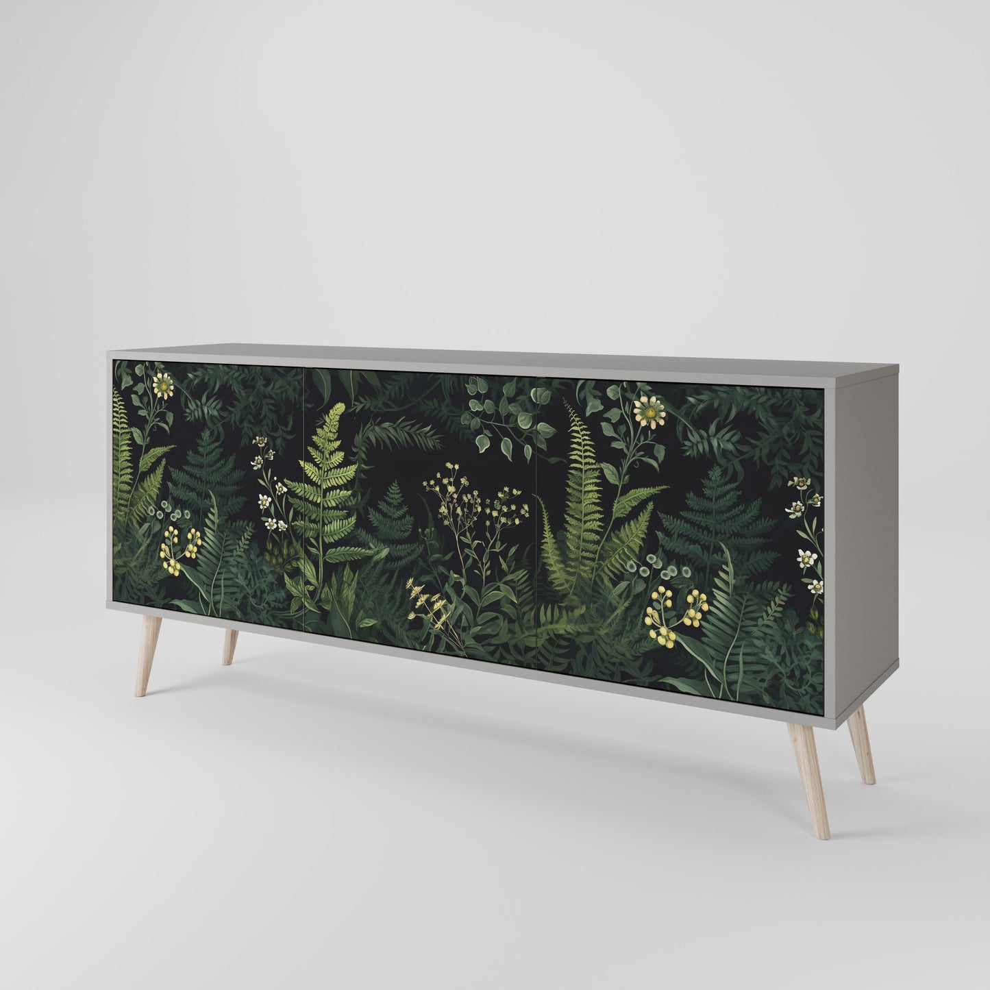 FERN FLOWERS 3-dörrars skänk i grå finish