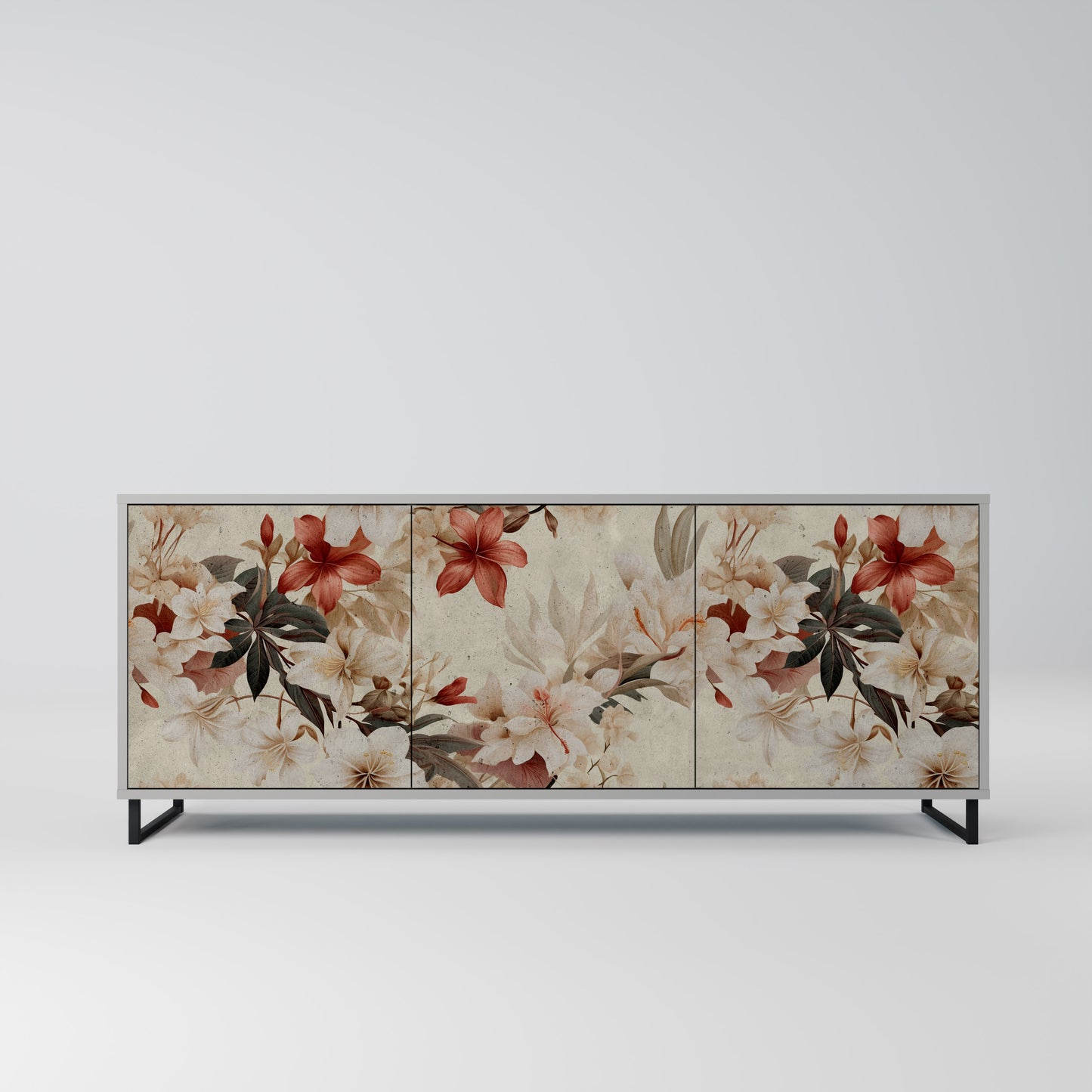 PETAL HARMONY 3-dörrars skänk i grå finish