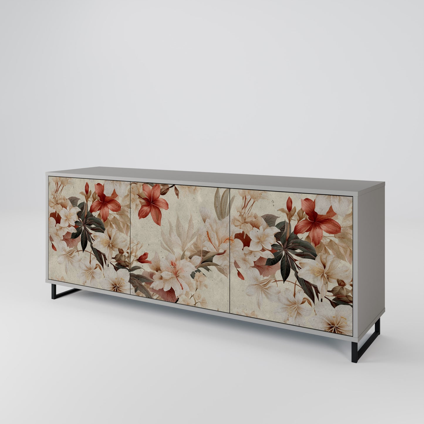 PETAL HARMONY 3-dörrars skänk i grå finish