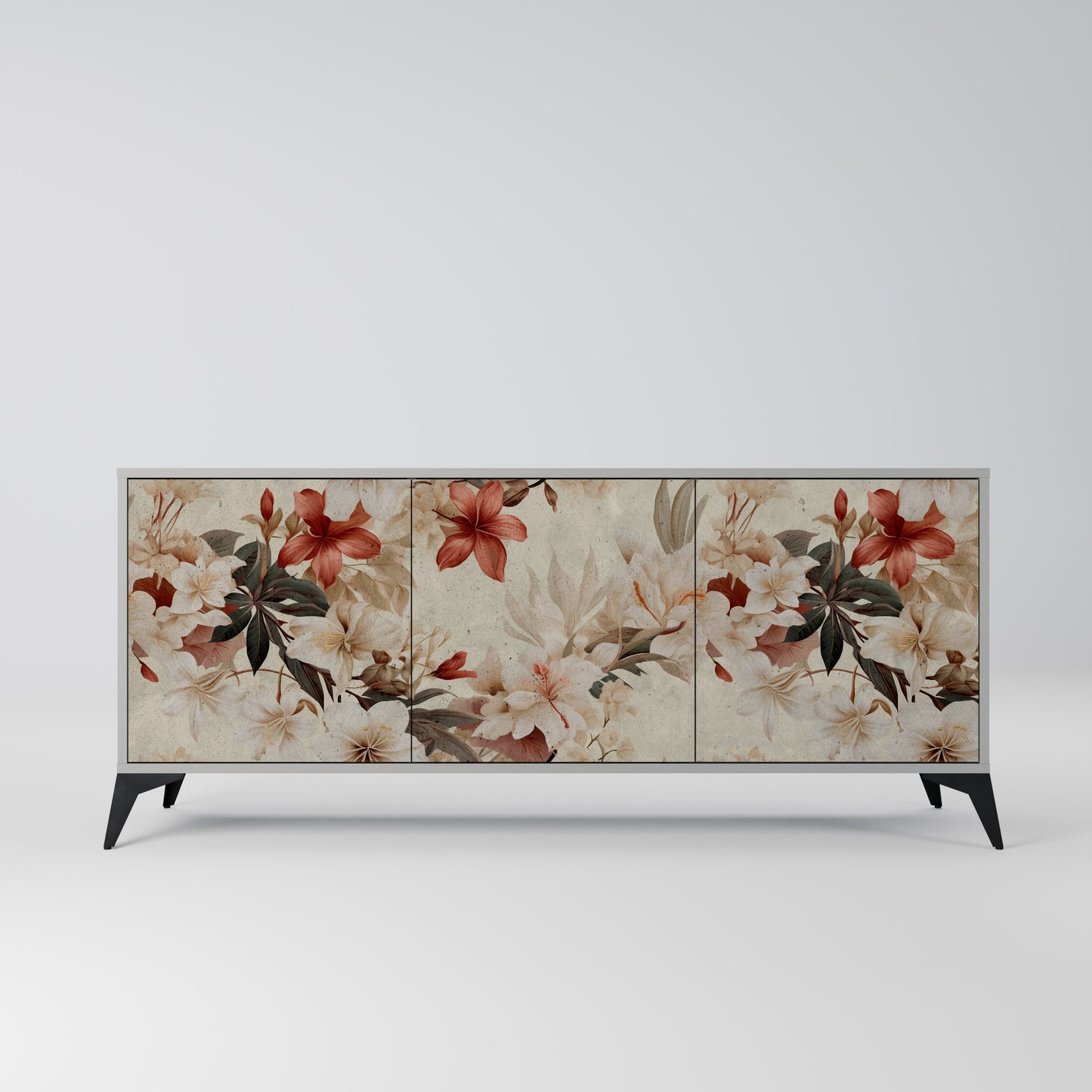 PETAL HARMONY 3-dörrars skänk i grå finish