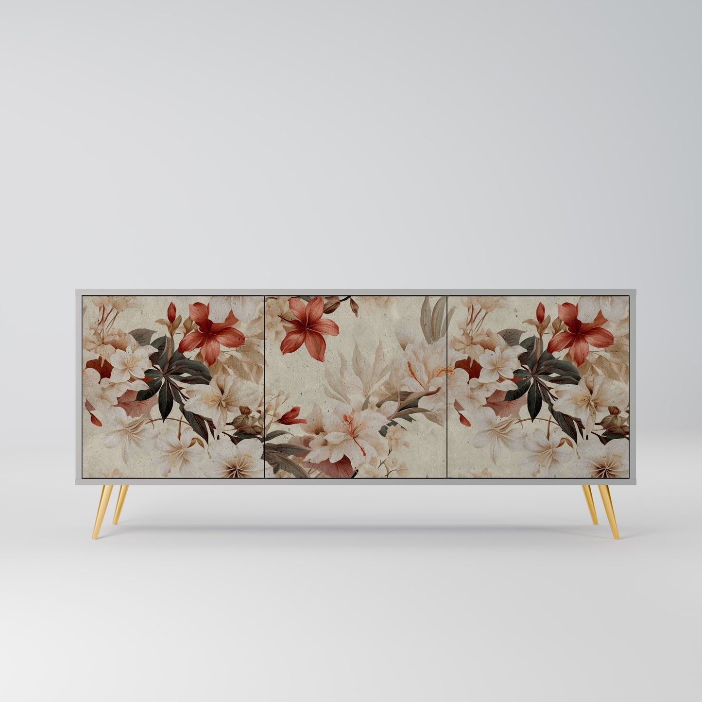 PETAL HARMONY 3-dörrars skänk i grå finish