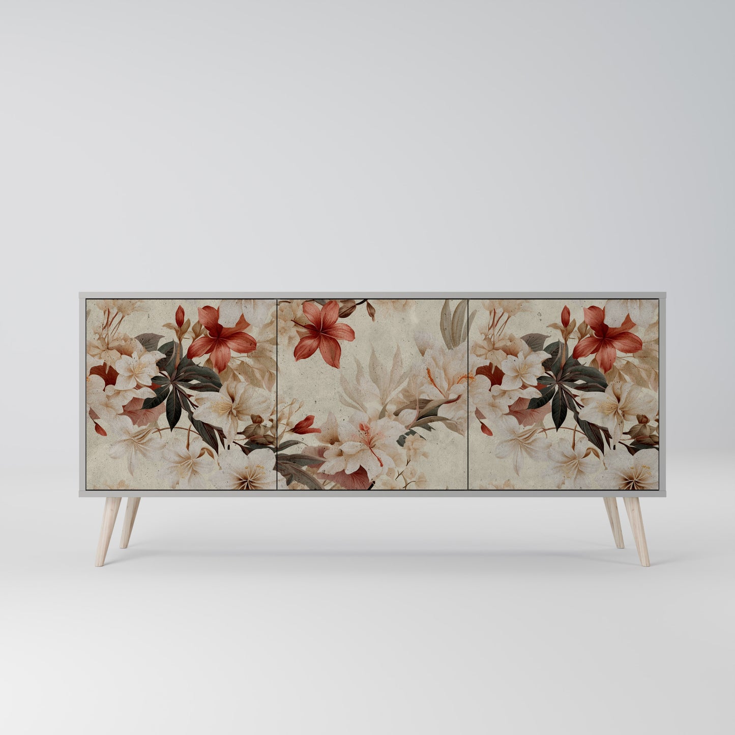 PETAL HARMONY 3-dörrars skänk i grå finish