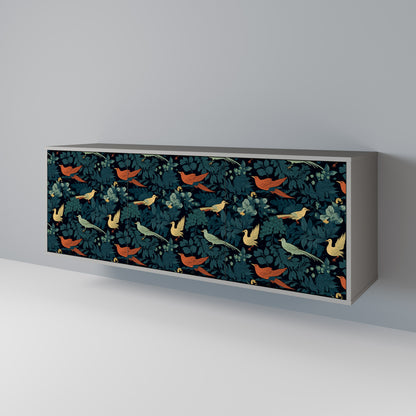 FOWL ORNAMENT 3-dörrars skänk i grå finish
