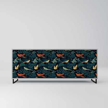 FOWL ORNAMENT 3-dörrars skänk i grå finish