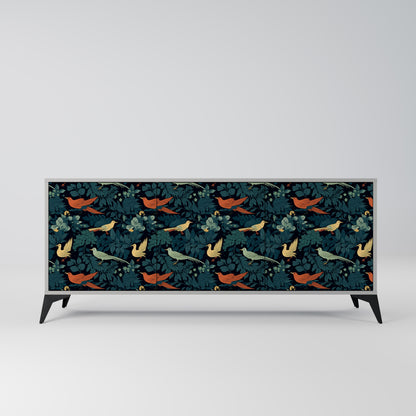 FOWL ORNAMENT 3-dörrars skänk i grå finish