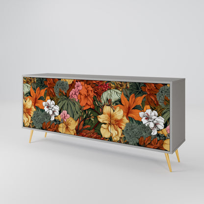 RADIANT FLORA 3-dörrars skänk i grå finish