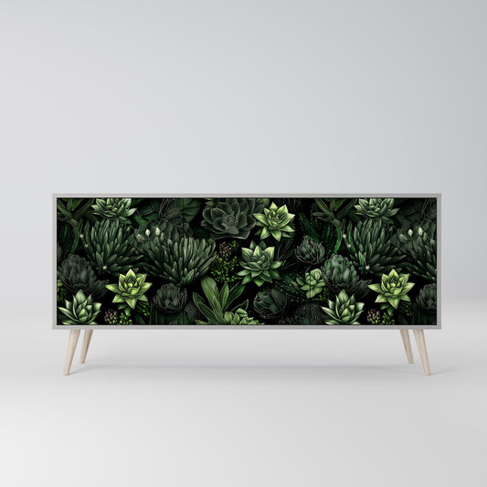 SUCCULENT JUNGLE 3-dörrars skänk i grå finish