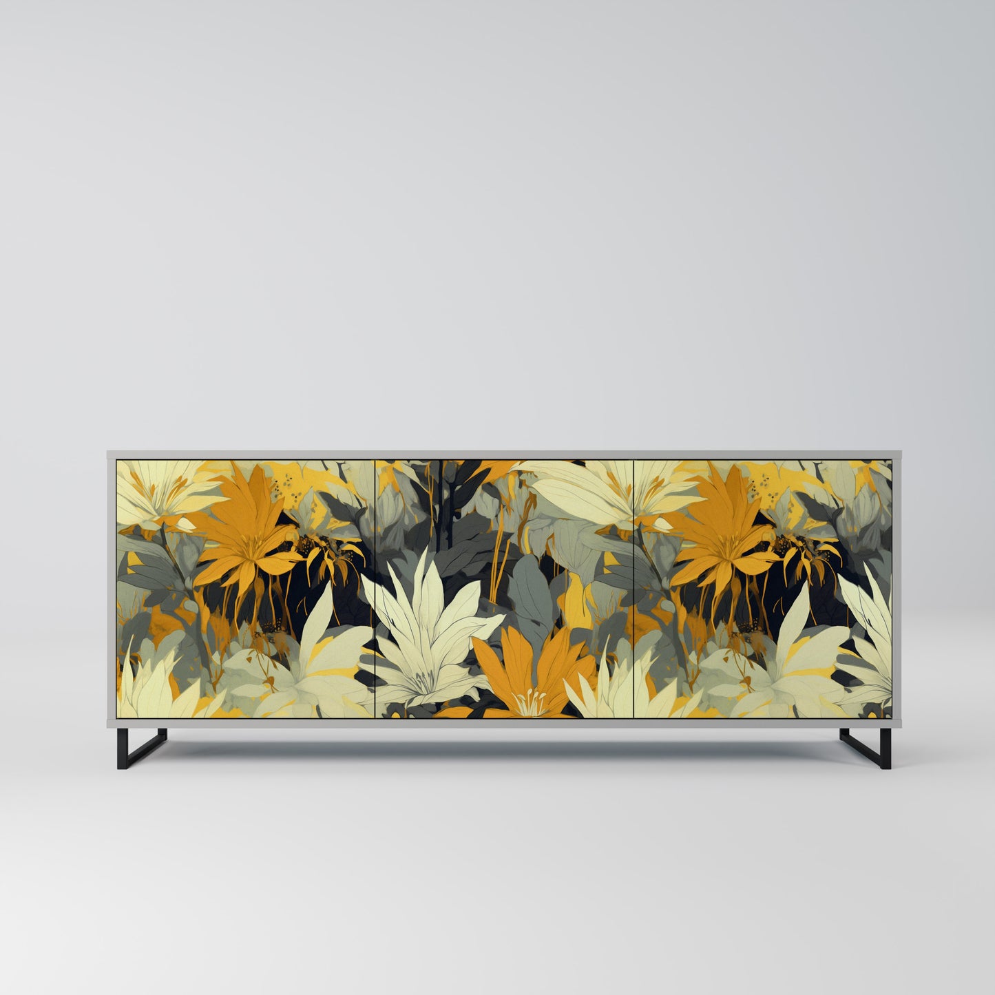 SUNKISSED LILY 3-Door Sideboard in Grey Finish