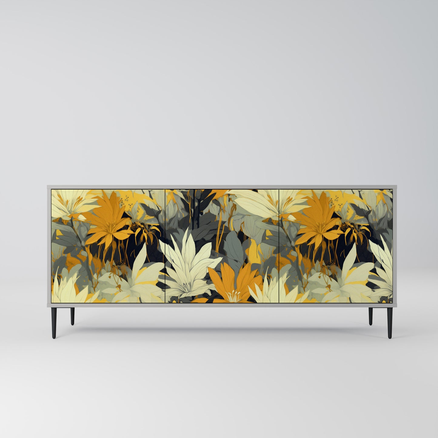 SUNKISSED LILY 3-Door Sideboard in Grey Finish