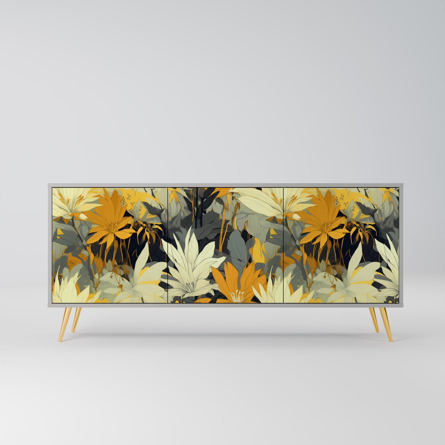SUNKISSED LILY 3-Door Sideboard in Grey Finish