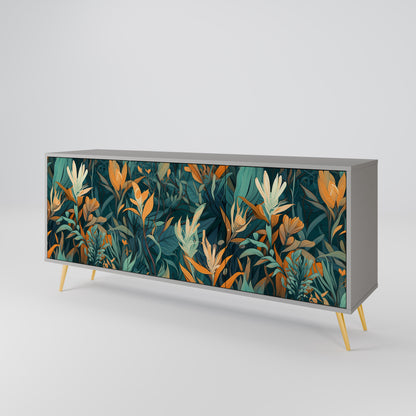 FLORAL SERENITY 3-dörrars skänk i grå finish