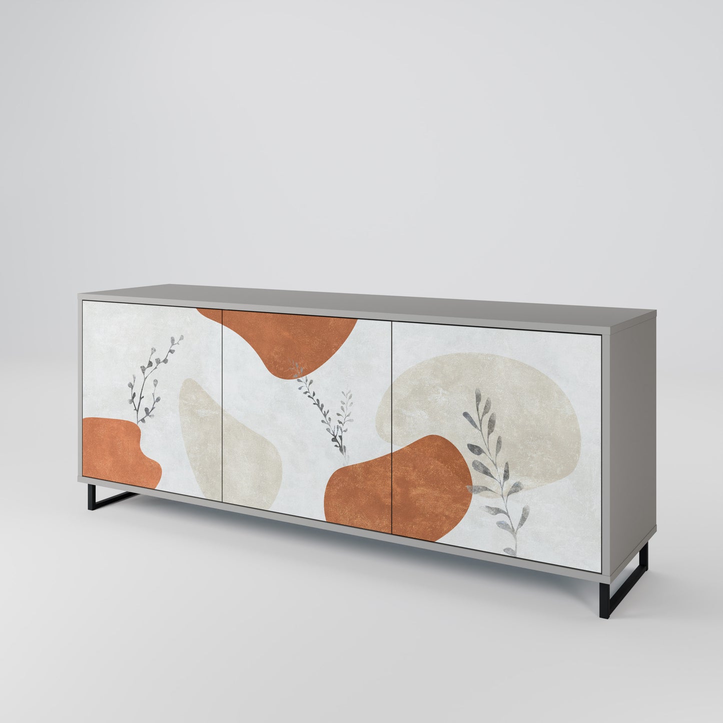 TRANQUIL TWIG 3-Door Sideboard in Grey Finish